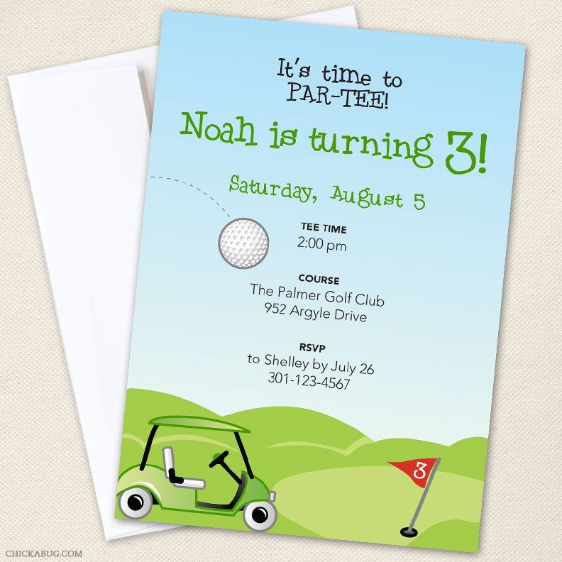 Golf party - Set of 15 custom invitations - Printable file also available