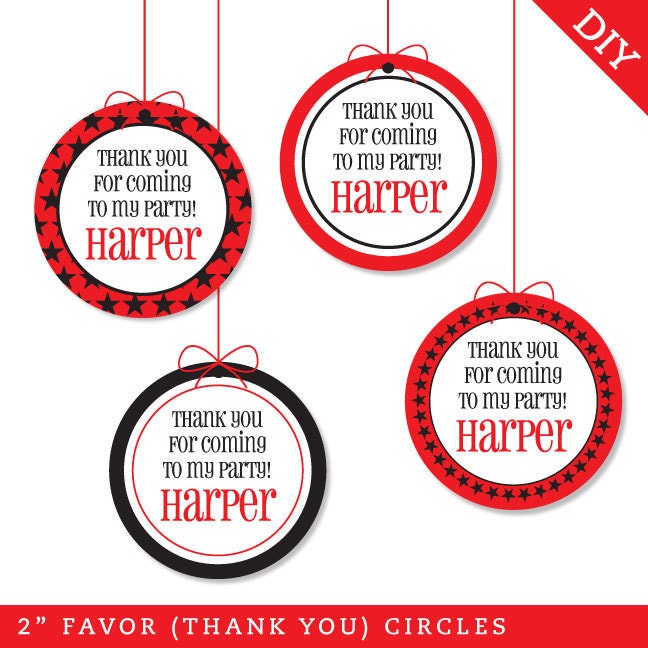 Design it yourself - Stars - Personalized DIY printable thank you circles - Choose your own font and colors