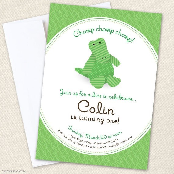 Alligator party - Set of 15 custom invitations - Printable file also available Il_570xn