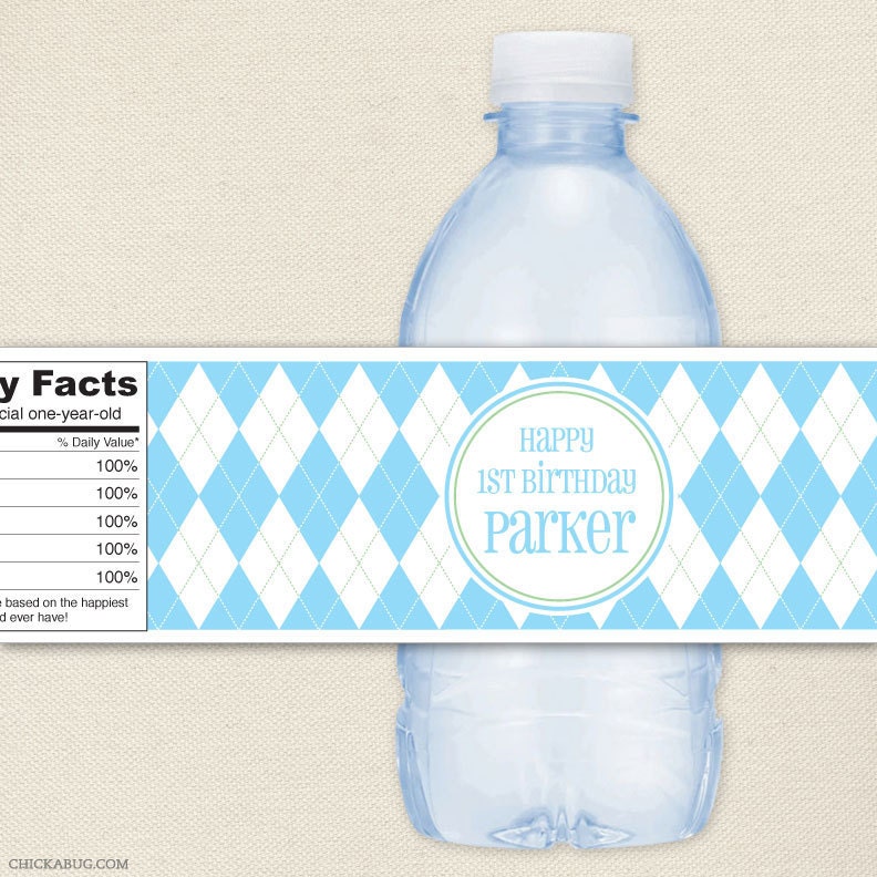 Design it yourself - Argyle water bottle labels - Choose your own font and colors - Set of 15 Il_570xn