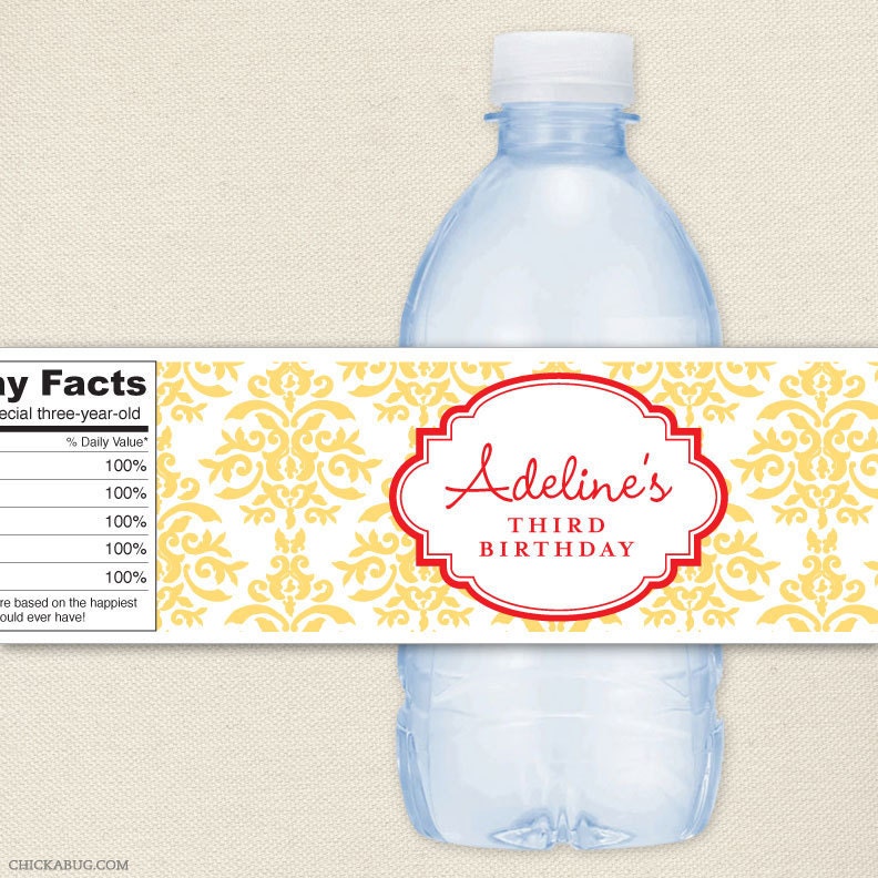 Design it yourself - Toile water bottle labels - Choose your own font and colors - Set of 15