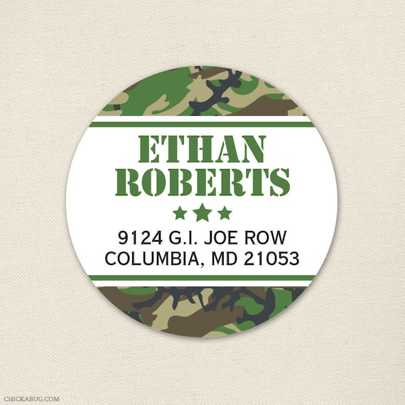Camo party - Personalized address labels - Sheet of 24 Il_570xn