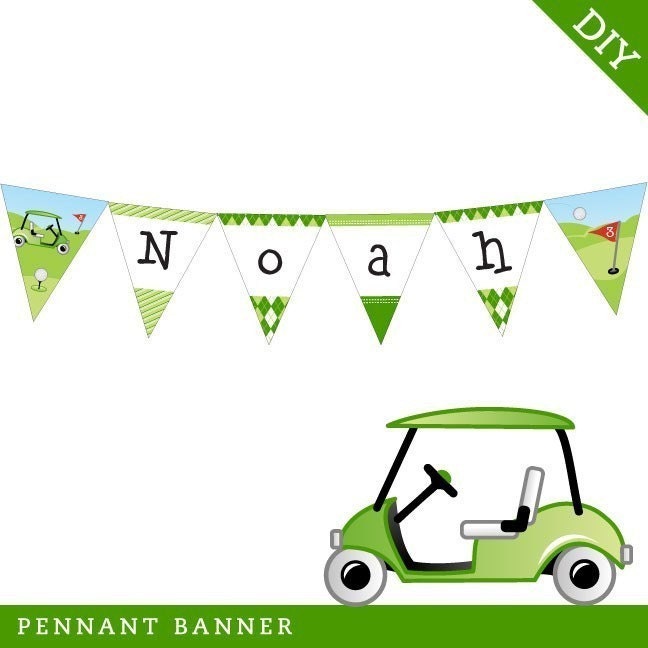 Golf party - Personalized DIY printable pennant banner