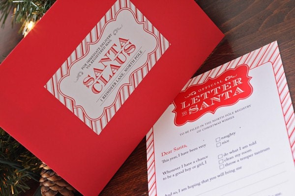 ORIGINAL Official Letter to Santa Kit - Set of 4 cards, red envelopes, and mailing labels