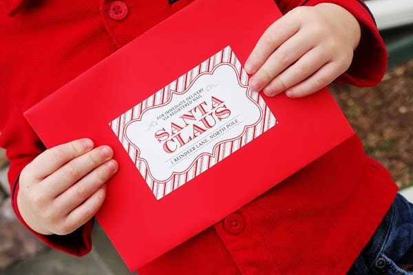 ORIGINAL Official Letter to Santa Kit - Set of 4 cards, red envelopes, and mailing labels