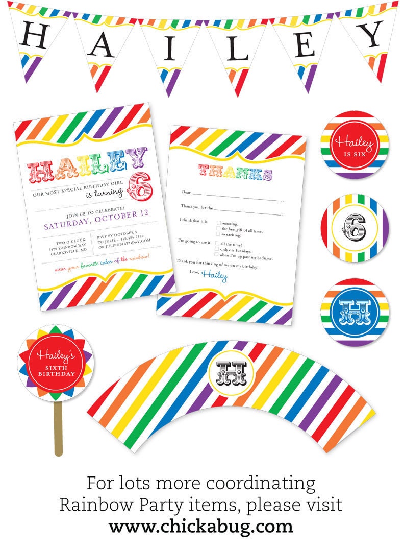 Rainbow party - Personalized water bottle labels - Set of 15