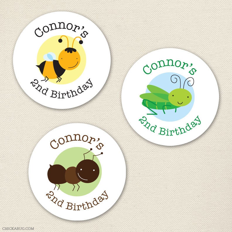 Insect party - Custom stickers - Sheet of 12 or 24