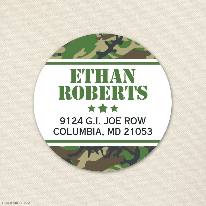 Camo party - Personalized address labels - Sheet of 24