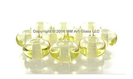 Handmade Lampwork Spacer Beads Glass Pale Yellow Tint 8mm  Small Rondelle Donut SRA - The Spacer Bead Shop