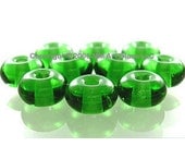 Handmade Glass Lampwork Beads Spacer Light Green 8mm Small Rondelle Donut SRA - The Spacer Bead Shop