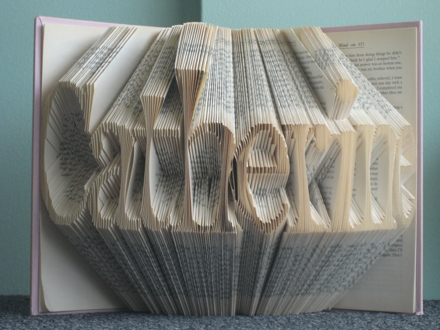 Custom Folded Book Art Sculpture - your name here - 9 letters