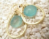 Sea Blue Chalcedony and Gold Vermeil Earrings
