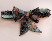 Silk Chiffon Garter Set, Black Floral