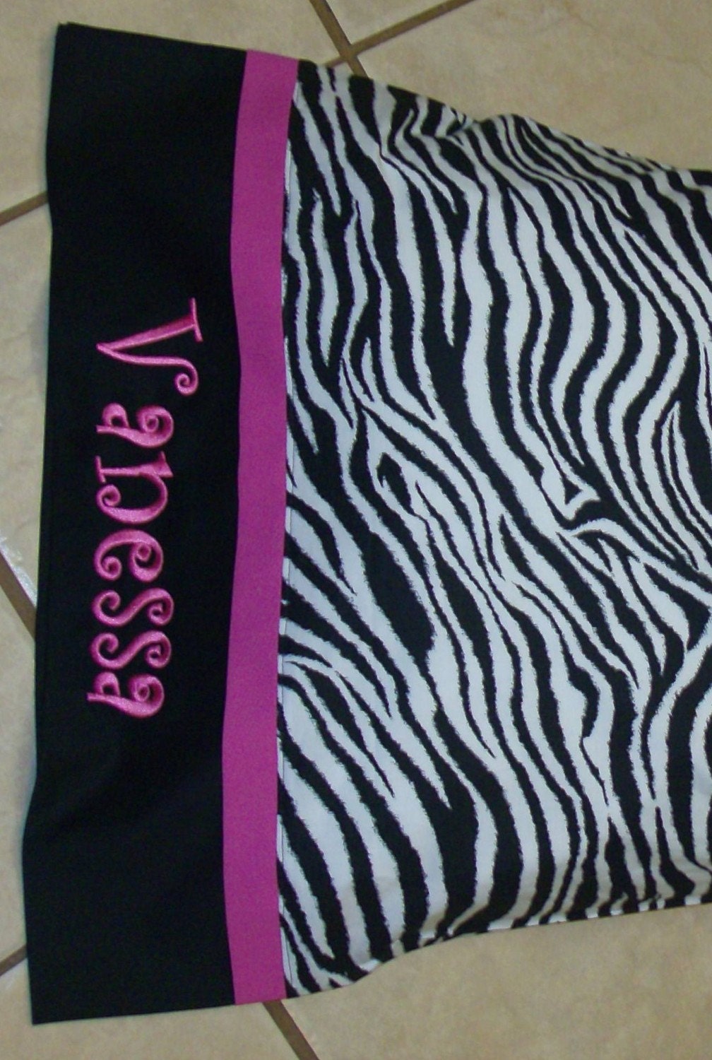 Personalized zebra print pillowcase