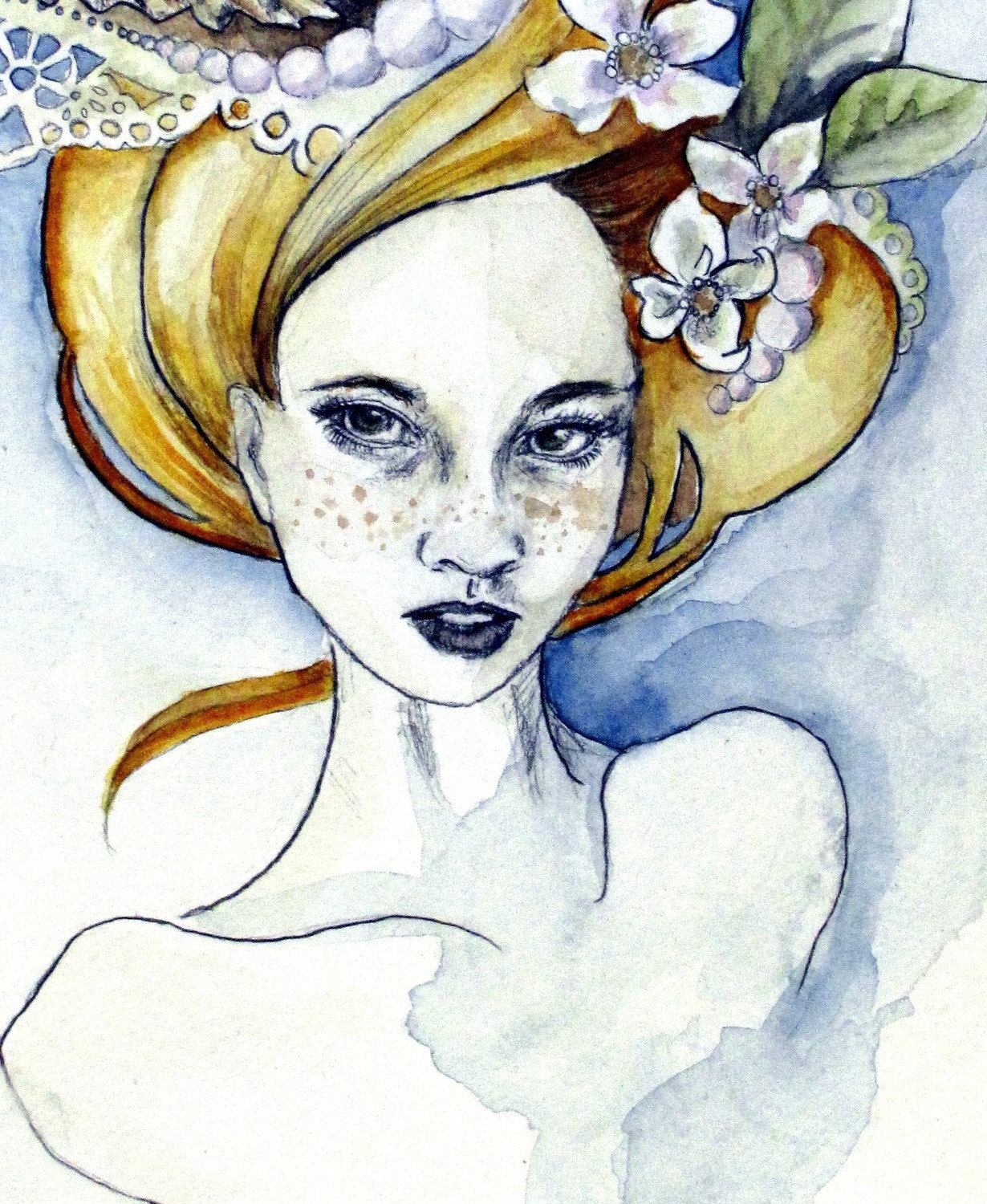 illustration - Ginger Wren portrait print