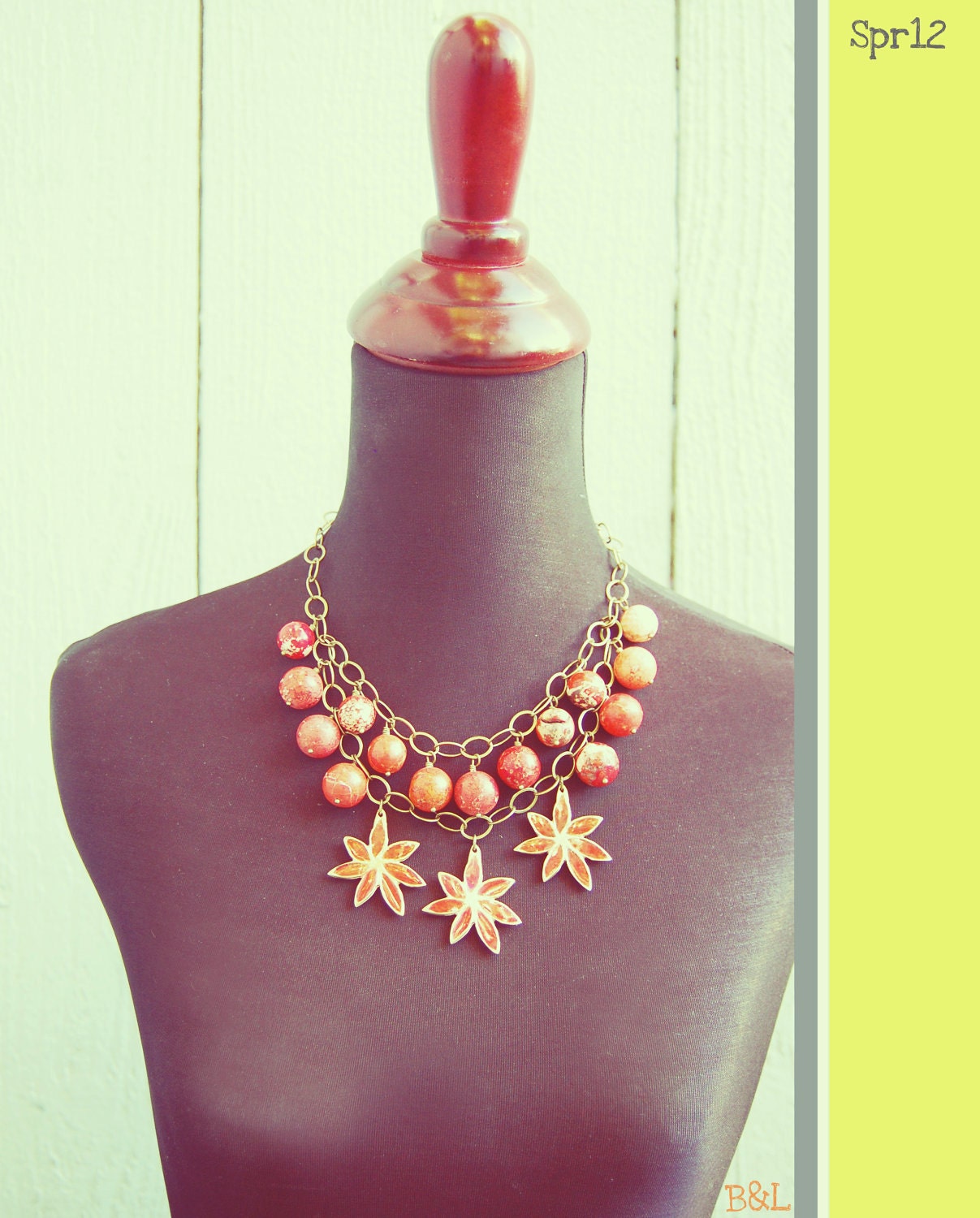 Pizzicato Poppy Triple Pendant Necklace in Bronze ((RESERVED))