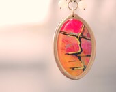 Hot Pink & Neutral Beige Bronze Beaded Necklace