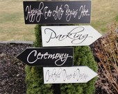 Vintage Wooden Signs. Custom Rustic Wedding Directional Signs with Arrows for Wedding, Ceremony, Reception, Party, Parking or Cocktail Hour.