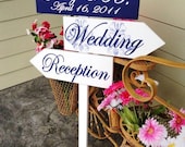 Wedding Direction Signs with Arrows with Damask Pattern.  Handmade, Custom Wooden Signs for your Wedding, Reception or Special Events.