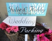 Custom Wedding Direction Signs with Arrows.  This Wedding Sign makes a great keepsake with Last Name and overlay of First Names & est. date.