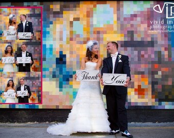 Vintage Thank You Signs or Mr and Mrs Signs, Engagement, Reception, Thank You Notes, Bridal Wedding Signs. (2) 8 X 16 inch, 1-Sided Signs.