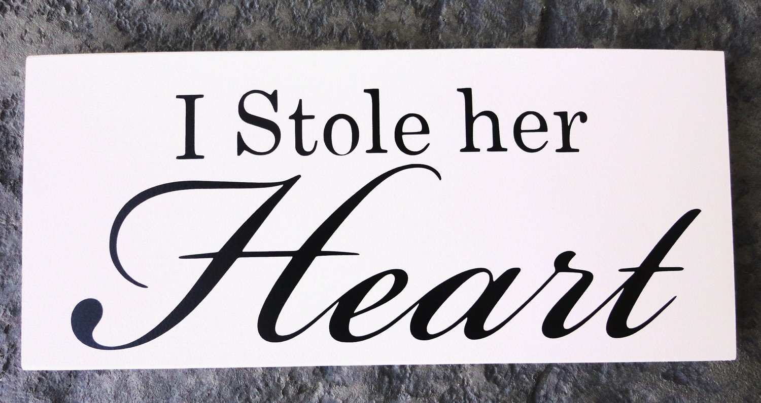 Engagement Photo Props. I Stole her Heart & So, I'm Stealing his Last Name with Date with Red Hearts. 8 X 16 inches, 2 signs, 1-sided.