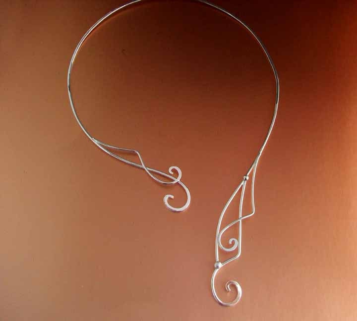 Elven Whisper Bridal Necklace Sterling Torc Celtic Elven Princess Wedding