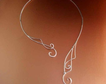 Elven Whisper Bridal Necklace Sterling Torc Celtic Elven Princess Wedding