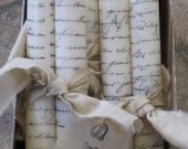 paris script hand-stamped shabby chic candles featured in Good Housekeeping