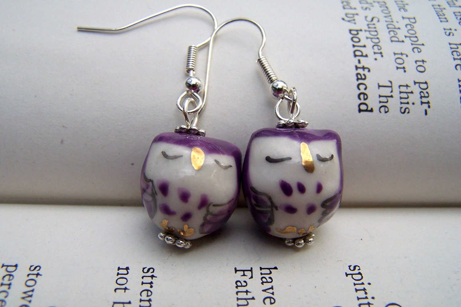 Purple Owl Earrings Owl Jewelry Cute Little Owls