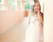 Natural cotton flower girl dress...Dew on Roses
