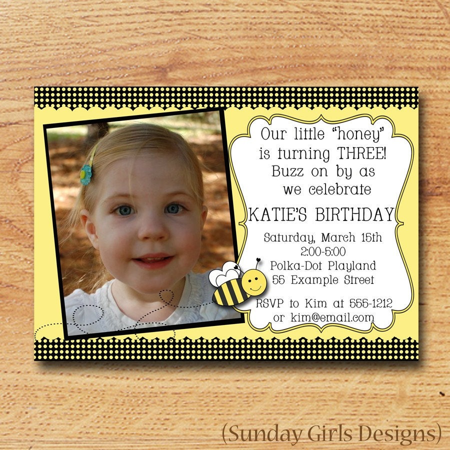 Printable Birthday Invitation-Digital Custom Card-Honey Birthday