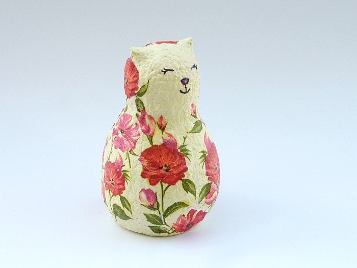 Sophie the Guardian Cat paper mache sculpture