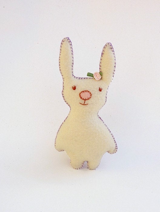 Guaranteed to Make you Smile Felt Bunnies- Rose flower pin