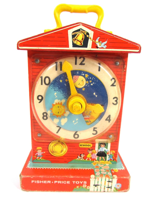 Vintage Fisher Price Musical Tick Tock Clock Learning Toy 998