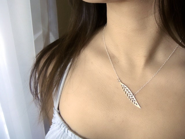 Fern Necklace in Silver - Wedding, Bride, Bridesmaid, Bridal, Gift, Friend, Anniversary, Best friend