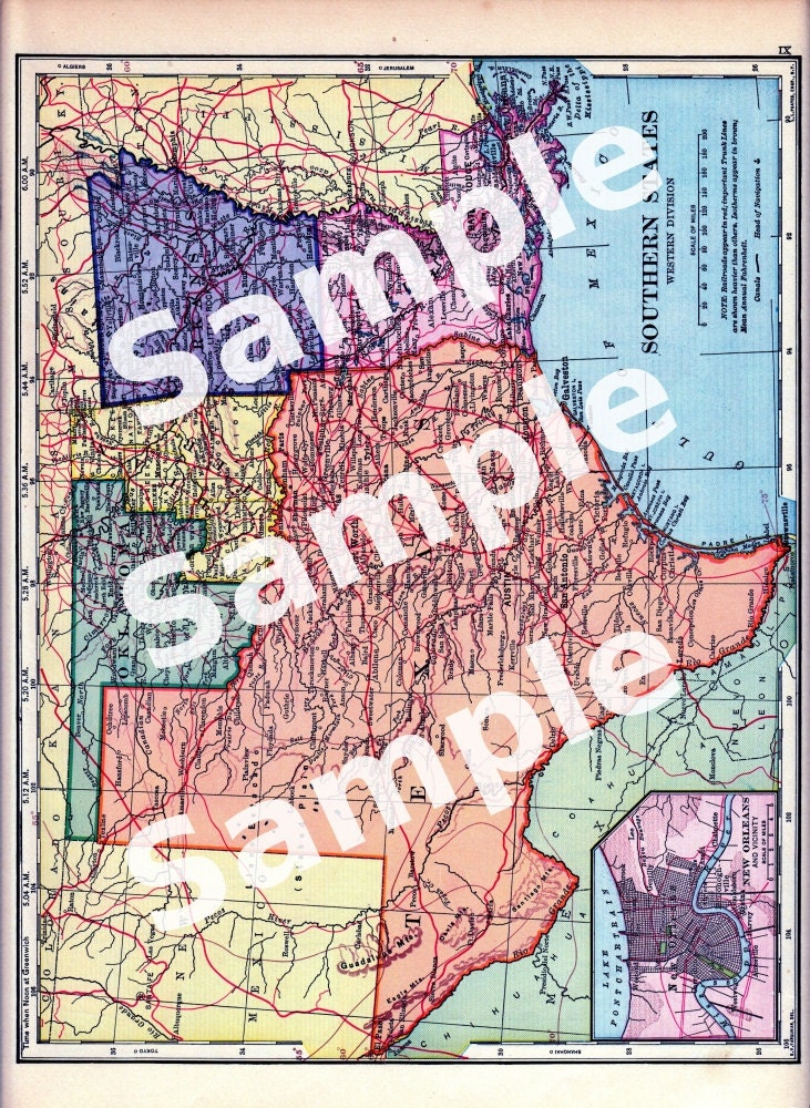 Antique Map Digital Collage Sheets - Southwestern States - Copyright-Free Maps 0010
