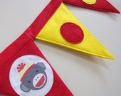 Sock Monkey Birthday Party Banner - IN STOCK ready to ship - High Chair Banner - Eco-friendly felt