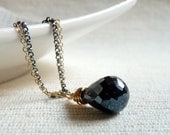 Handmade Mystic Black Spinel Pendant in 14k Gold Filled and Oxidized Sterling Silver - karinagracejewelry