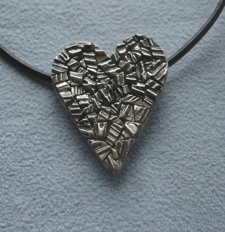 Fine Silver Mosaic Heart