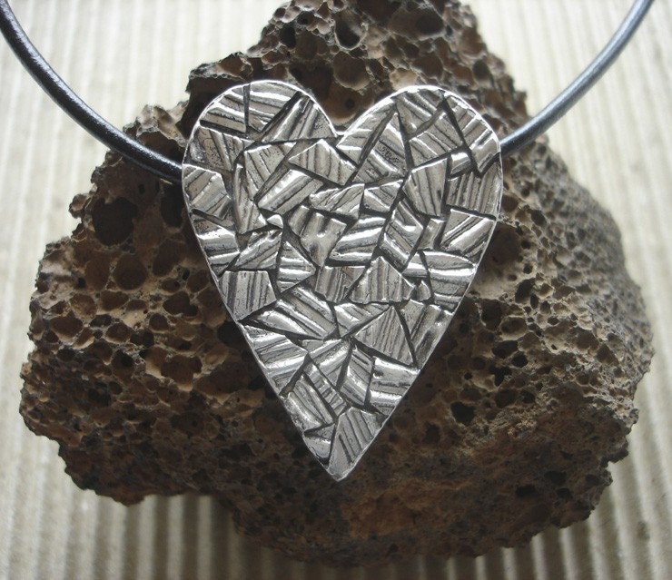 Fine Silver Mosaic Heart