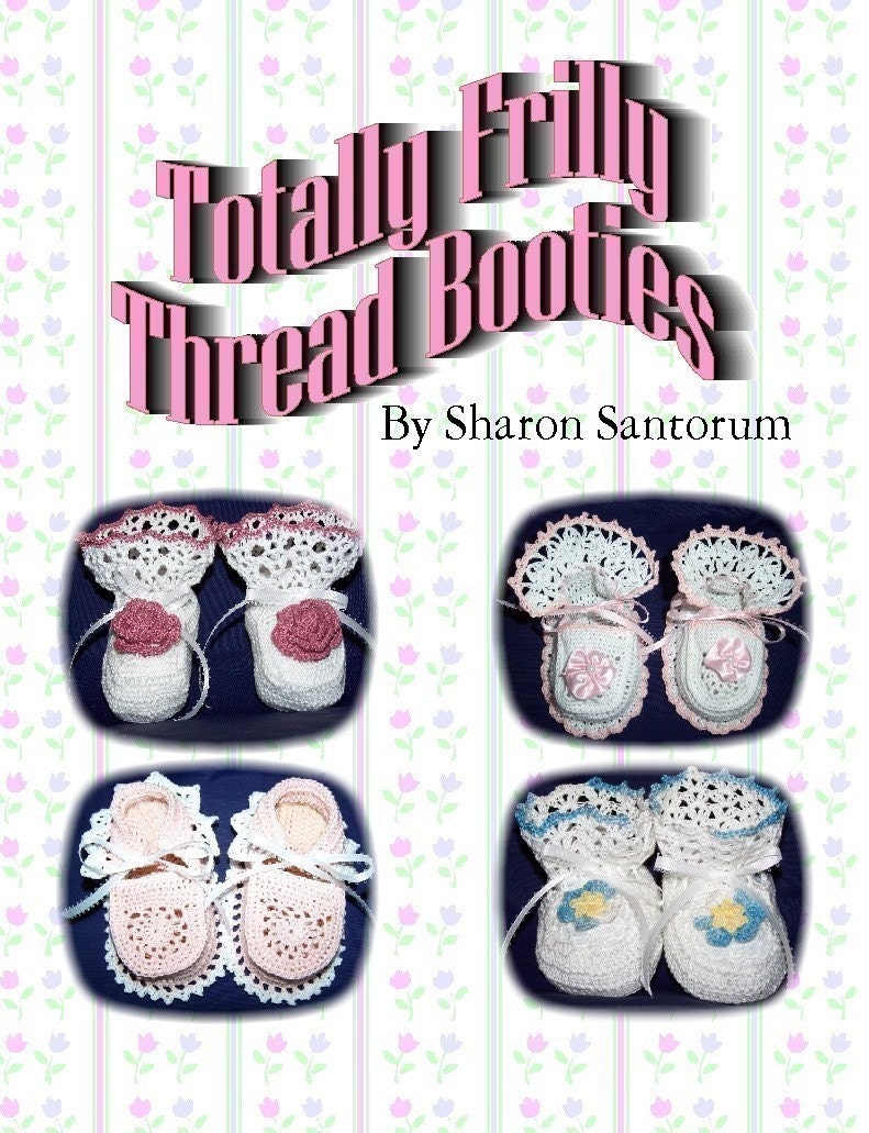 Totally Frilly Thread Booties Crochet Pattern PDF - INSTANT DOWNLOAD.