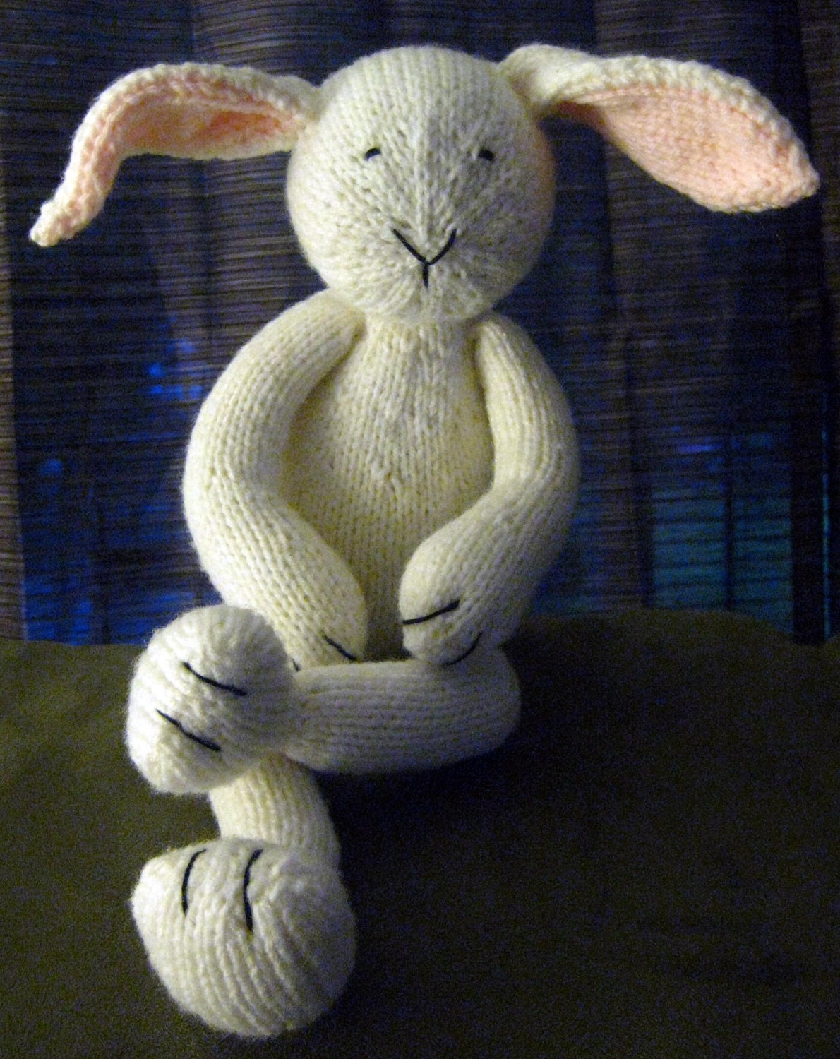 Bunny Rabbit, Hand Knit Kids Toys, Waldorf Imagination Fun Play Pretend Make Believe Play Time , Lovie Lovey Stuffy Squishy Stuffed Animal