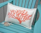 Branch coral lumbar 15"x20" pillow coastal coral pink pool chaise beach patio deck indoor outdoor all weather Crabby Chris Original