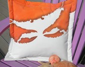 Crab beach Dungeness gyotaku pillow 20"x20"painted indoor outdoor seashore coastal crustacean west coast cottage Crabby Chris Original