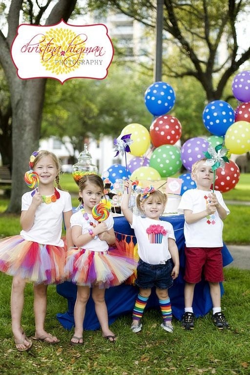 RAINBOW PARTY Cupcake Shirt with Rosette Flower Icing Sizes 12m-6T Great for the Birthday Girl