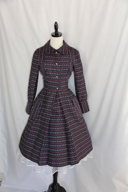 reserved for RosasphinaVintage  - STUNNING 1950's Vintage Navy Blue Coat Dress