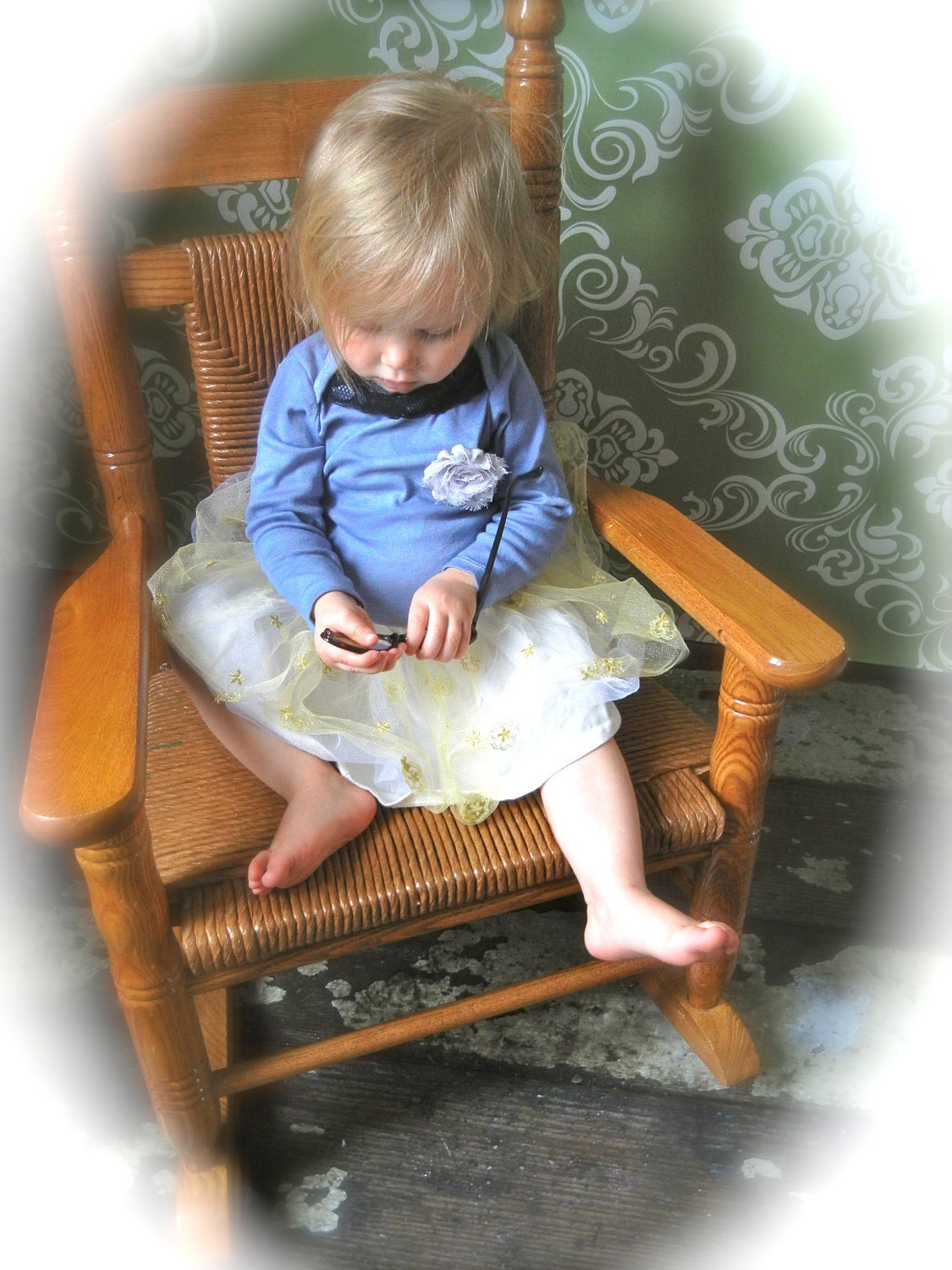 ShaBby ChiC Lace and Tattered RoSe One of A KinD Slate Blue Vintage Inspired Hand Dyed BaBy Onesie Newborn-24M