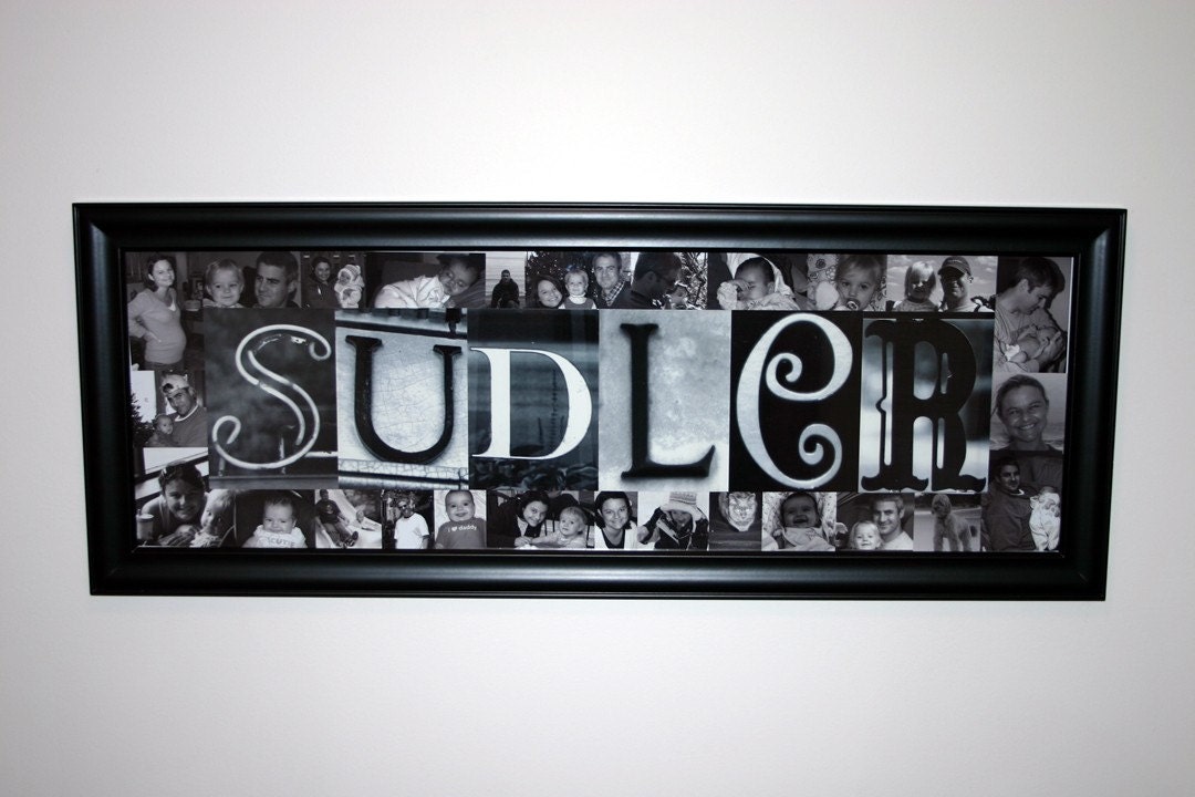 Custom 12x36 Family Name Frame in Black Frame