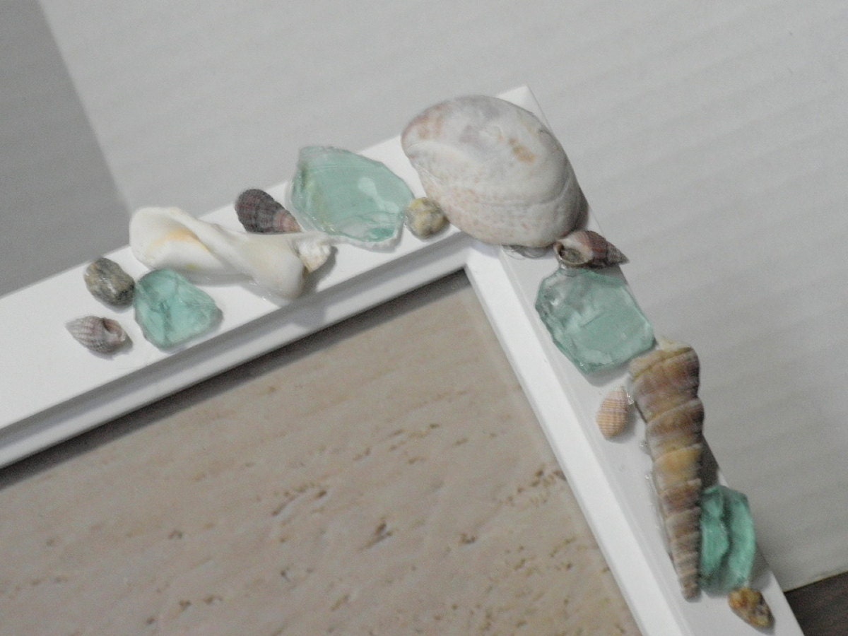 Seashell Photo Frame, Nautical Picture Frame, Coastal Home Decor, Sea Glass, Shells, Beach House Decor